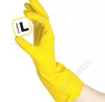 Перчатки хозяйственные РЕЗИНОВЫЕ супер прочные,  размер L,желтые (120) 