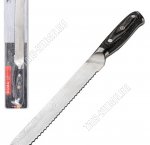Ogma Нож д/хлеба L19см,лезвие гравированное под/дамасскую сталь 5CR15MOV,литая ручка с деревянной вставкой,блистер (12)
