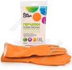 Перчатки хоз-ные латекс+хлоп,плотн.190г/см2, р-р XL. оранж Fan Clean .(60)