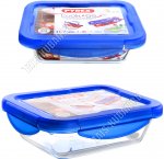 Cook&Go Форма 0,8л с пласт.крышк.4защ,прям 20х15 hсм,б/уп (6)