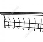 Вешалка с полкой 8 двойн.крюч, полка L80х24см, черный (5)