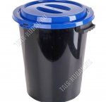 Бак д/мусора 90л черн/син (d55 h60см) с крыш,мер.шк.внут, Idea (1)
