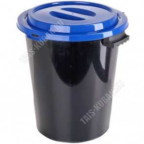 Бак д/мусора 90л черн/син (d55 h60см) с крыш,мер.шк.внут, Idea (1) 