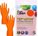 Перчатки хоз-ные латекс+хлоп,плотн.190г/см2, р-р S, оранж Fan Clean .(60)