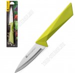 Нож для овощей L9см нержавеющая сталь +пластиковая зеленая ручка блистер (12 