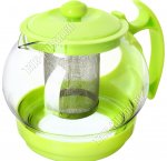 Чайник завар. (стекло+пласт) 1,1л нерж.фильтр,зеленый 