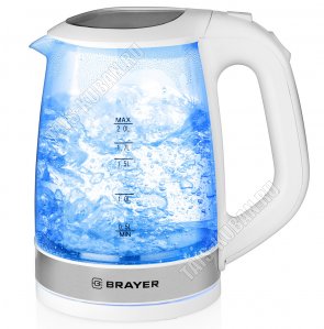 Чайник стекло 2,0л 2200Вт ,белый (8)