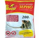 МЫШИ Приманка зерно 200г, от крыс и мышей с МУМИФИЦ. эффектом, пакет Mr.Mouse (30) 