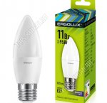Ergolux-Свеча E27 11Вт,дневной 6500Вт,световой поток 1060Лм (аналог 95Вт обычной лампы) h101 d37мм (10) 
