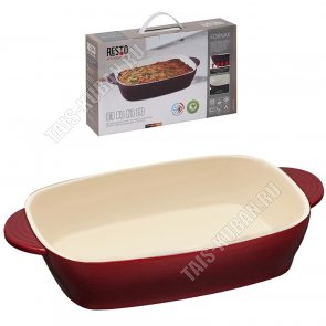 Керамика Форма прямоуг 1,8л бордо/крем (33х20 h6см) 2ручк,п/у (6) 