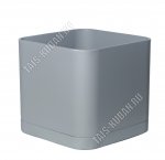 Кашпо квадрат, серый, матовый 0,2л 7,5х7,5 h7,5см,поддон (36)