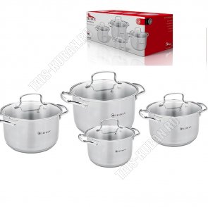 НАБОР Кастрюль ф.цилиндр, 4шт (4,0/5,1/6,6/8,2л d20/22/24/26см) (2) 