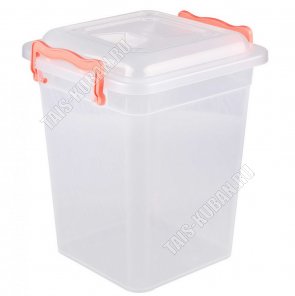Контейнер для хранения, прозразрачный,квадратный. 6л (d20 h26см), крышка 2защелки (10) 