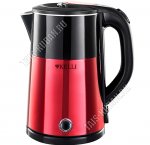 Чайник из нержавеющей стали 1,7л 2200Вт диск, цвет черный/рубиновый  (12) 