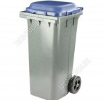 Бак для мусора 120л на колесах (58х48 h97см) с крышкой, серо-синий(1)