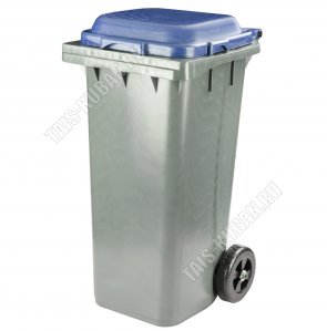 Бак для мусора 120л на колесах (58х48 h97см) с крышкой, серо-синий(1) 