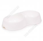 Миска д/корма двойная по 0,2л,белый (23х13 h6см)(34) 