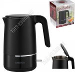Чайник пластик+нерж 1,7л 1800Вт диск,2-ная стенка (внутри нерж.сталь),черный (12) 