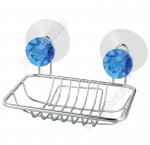 .БРИЛЛИАНТ синий Мыльница прямоуг.12х10х7,5см,хром.сталь,камни,на 2присос.(10)