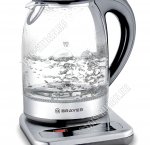 Чайник стекло 1,7л 2200Вт диск,сенсорн.панель,сереб/черный 