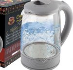 Чайник стекло 2л 1500Вт диск,подсвет,пов.360,автооткл,защ.б/воды,серый (12) 