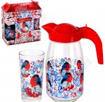 Снегири на рябине Набор 7пр (кувшин 1,5л и 6высок.стакана0,3) п/у (3) 