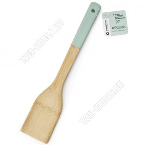AllCook/Бамбук Лопатка 30х6см толщина 0,8см,пудрово-зеленая ручка (8) 
