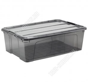 Контейнер д/хранен. 30л прозр.черн крыш.на 2защ,прям.(58х38,5 h18,5см) (5) 