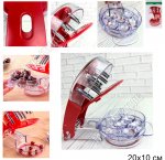 Косточкоотделитель 6-ти секц., механич.20х10см (2конт:1-д/сбора кост,2-д/ягод), пластик+металл, красный (60) 