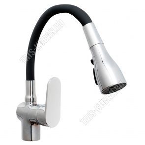 Смеситель для кухни 1-но рычажный,гибкий силиконовый излив L46см,3реж (1) 