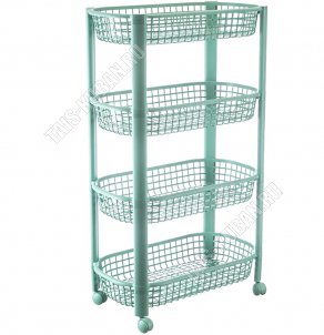 Этажерка 4-х яр,на колес,овал, фисташ (44х31 h94см) сетчат.корз (2) 