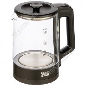 Чайник стекло 1,8л 1500Вт диск, защита без воды, цвет черный (12) 