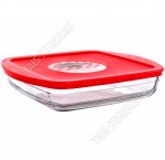 O Cusine Форма 1,5л с пласт.красн.крыш,квадр 22х22 h6,5см,2лит.руч, б/уп (5) 