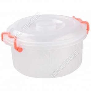 Контейнер для хранения, прозрачный, круглый 5л (d28 h14см) крышка 2 защелки (10) 