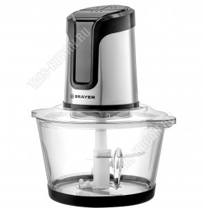 Измельчитель 800Вт 3ск,стекл.чаша 2л,4 нерж.лезвия,чёрный/серебро (12) 