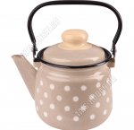 Горошинки кремовый Чайник (ф.цилиндр) 1,5л, руч.эмаль (8) 