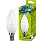 Ergolux-Свеча E14 7Вт.холодн. 6500К (аналог 60Вт обыч.лампы) h99мм d37мм (10) 