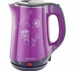 Чайник пластик+нержавеющая сталь 1,8л 1500Вт диск, двойная стенки  (внутр.-нержавеющая сталь),автоотключение, защита без воды,вращение 360°, индикатор,фиолетовый (12)