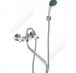 Смеситель для ванны с душем 2-х рычажный, длинный круглый излив L40см, шланг с лейкой d8см (1)