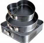 Форма разъемн,фигурн,н-р 3шт (квадр 25х25/кругл d23/сердце 22х22см h7,5см) черн (2) 