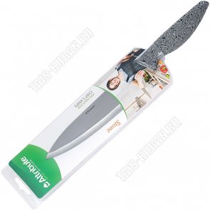 STONE Нож повар. 20см, нерж.лезв,ручка пласт.Soft-touch,цв.серый п/мрам. (6) 