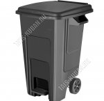 Бак д/мусора на колес+педаль 130л , черный (57х58 h93,5см) с крыш, эконом, In Green 