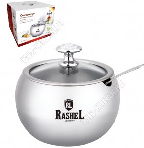 Сахарница из нержавеющей стали 400мл d10см с ложкой (12) 