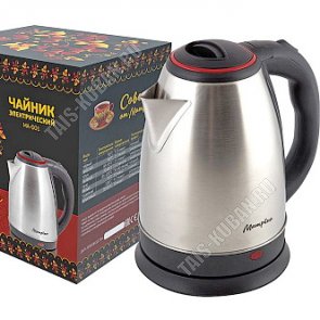 Чайник нерж.1,8л 1500Вт диск,защ б/воды,повор.360,свет.индик.цв.серебро/крас.крыш (12) 