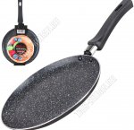.Сковорода-Блинница d22см черный мрамор,ИНДУКЦИОННОЕ дно, ручка с силиконовым покрытием (12) 