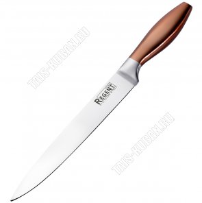MATTINO Нож разделочный 33см,лезвие нержавеющая сталь 3Cr13,коричневая металлическая ручка,блистер (12) 