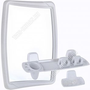 Н-р Беросси 51 Зеркало прям.34,6х54,6см, бел.мр.+ полка с подстакан +3отд.д/зуб.щет,мыльн,3 дв.крюч (5) 