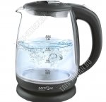 Чайник стекло 1,8л 1800Вт подсветка, чёрный (12) 