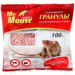 Гранулы от крыс и мышей 100г, с МУМИФИЦ.эф-м, в пакете, Mr.Mouse (50) 