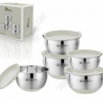 Набор мисок нержавеющая сталь 5шт (1,2/1,5/2,5/3,0/4,2л d16/18/20/22/24см) (6) 